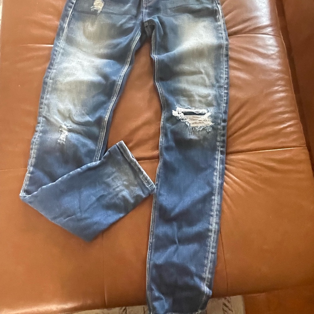 Blue Distressed Womens Jeans